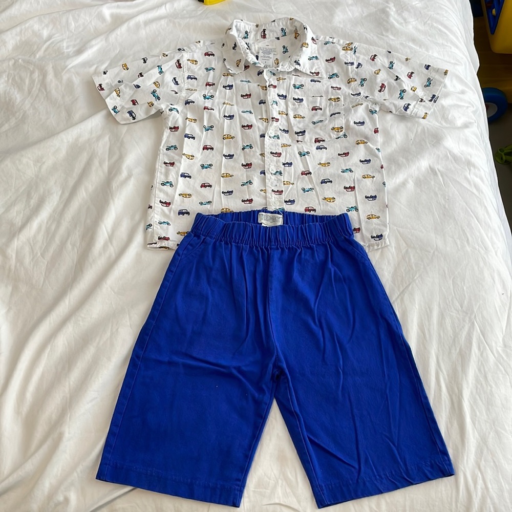 Alex & Jack Set 2 Blue Short & Printed Polo Shirt